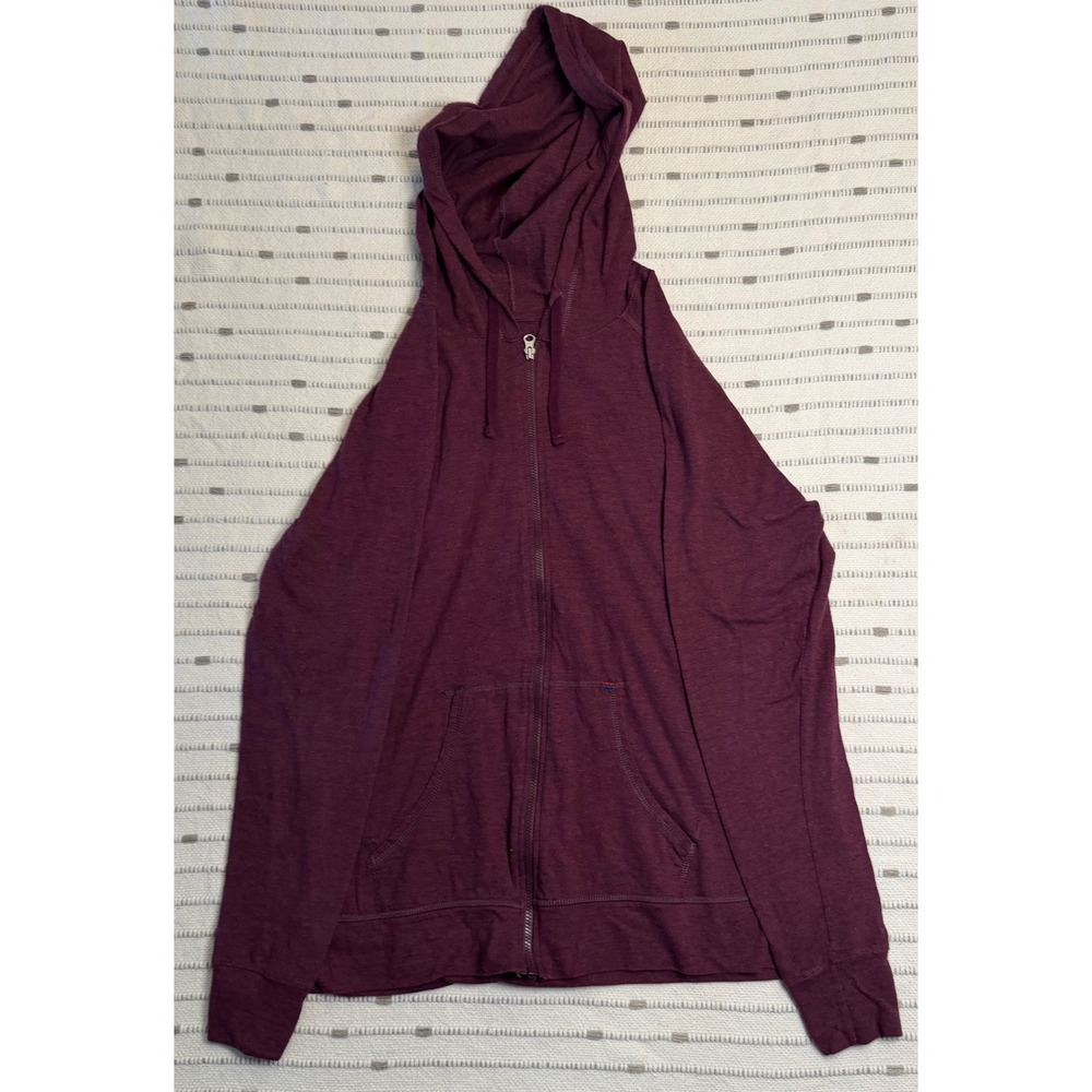 Champion Mens Large Burgundy Maroon Lightweight Full Zip Hoodie Sweatshirt